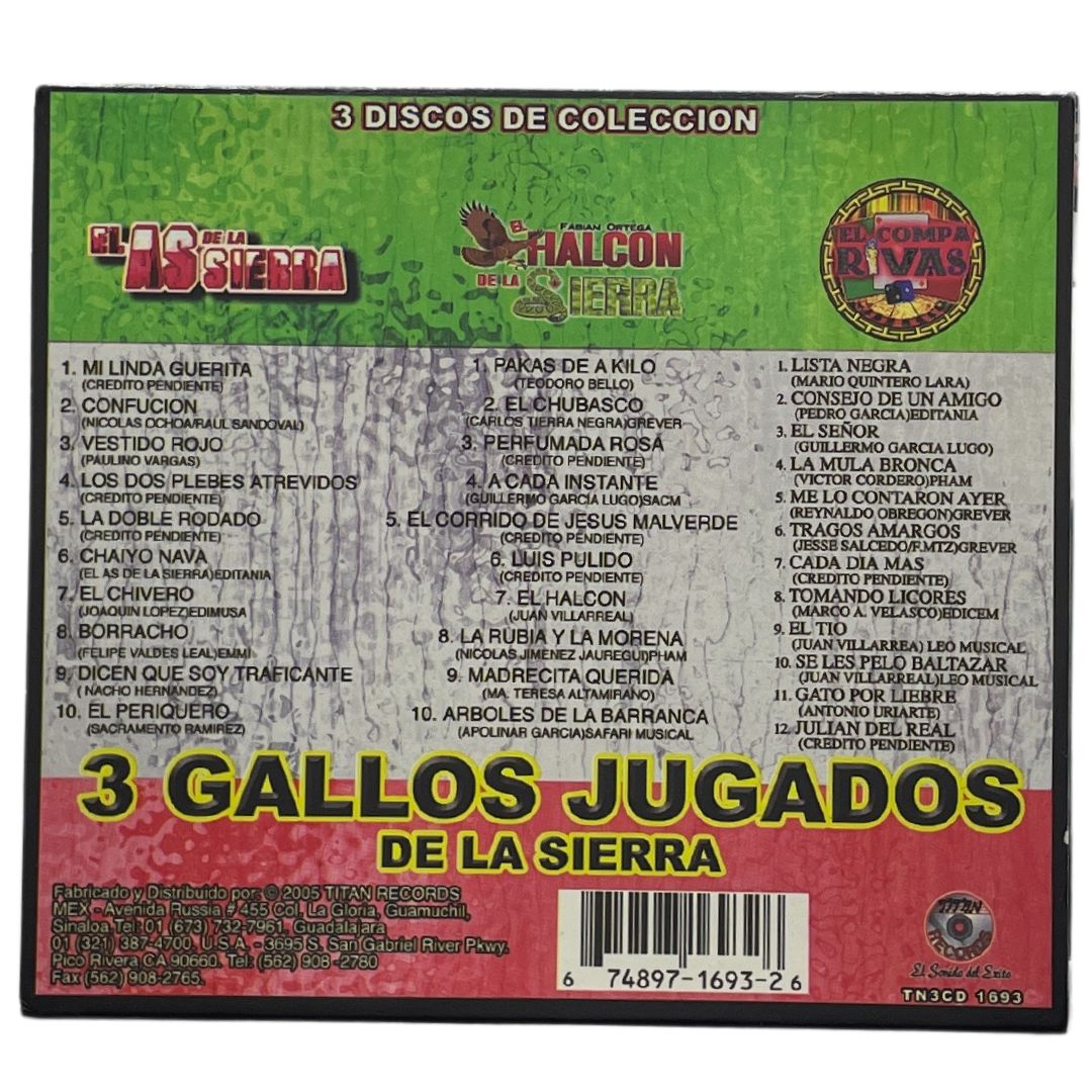 Cd Triple De 3 Gallos Jugados de la Sierra Vol. 1