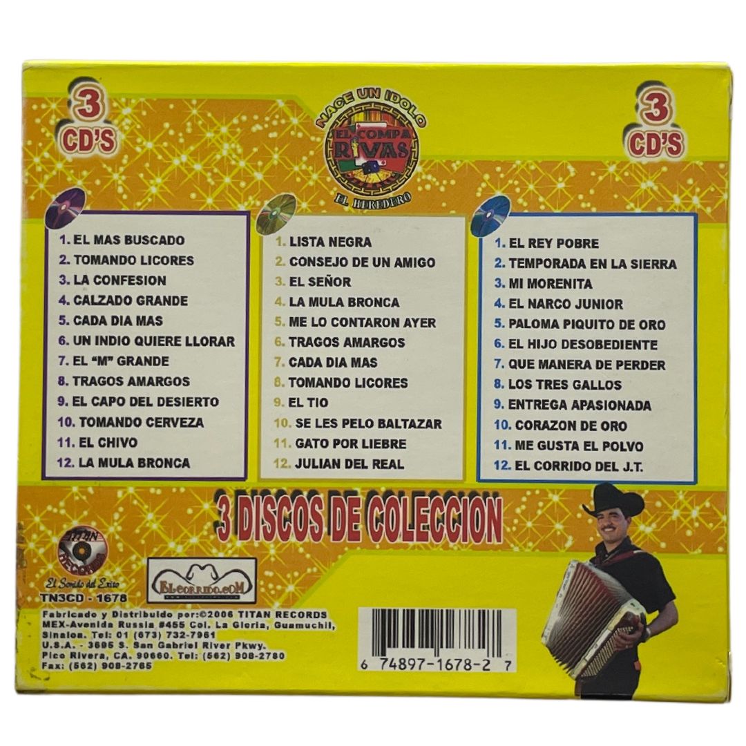 Cd Triple De El Compa Rivas Canciones Y Corridos Vol. 2