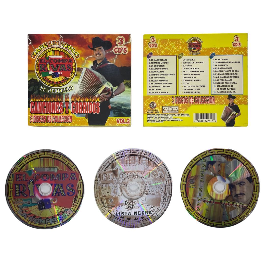 Cd Triple De El Compa Rivas Canciones Y Corridos Vol. 2