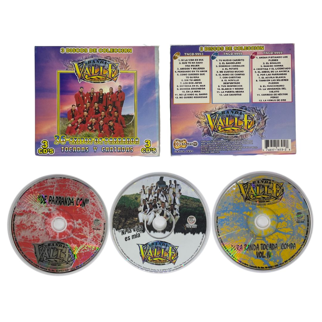 Cd Triple De Banda El Valle 36 Exitos De Parranda