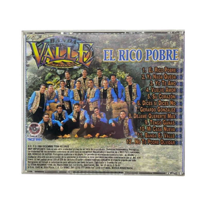 Disco Original De Banda El Valle El Rico Pobre