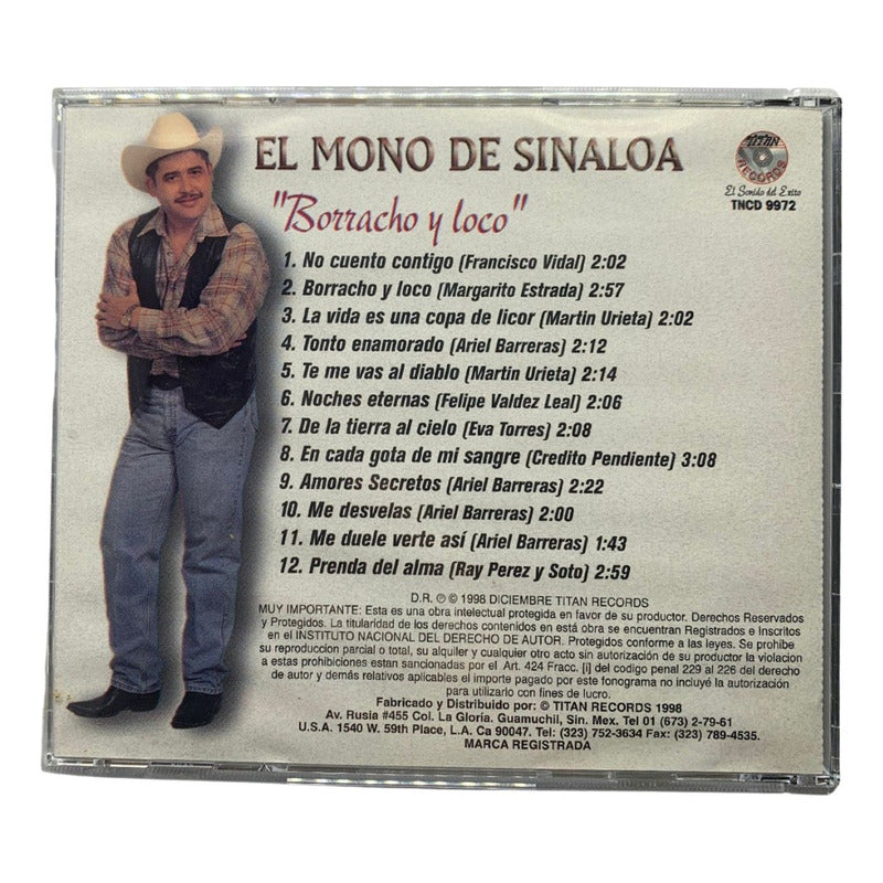 Disco Original De El Mono De Sinaloa Borracho Y Loco